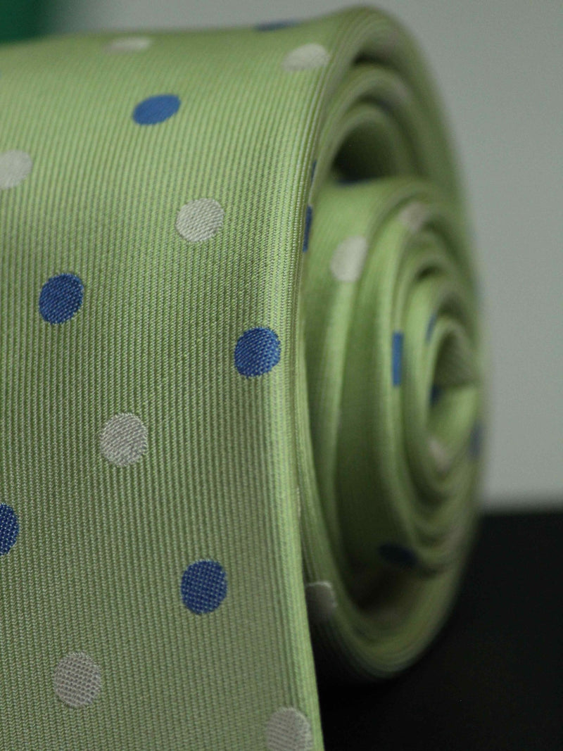 Green Polka Woven Silk Necktie - TOSSIDO