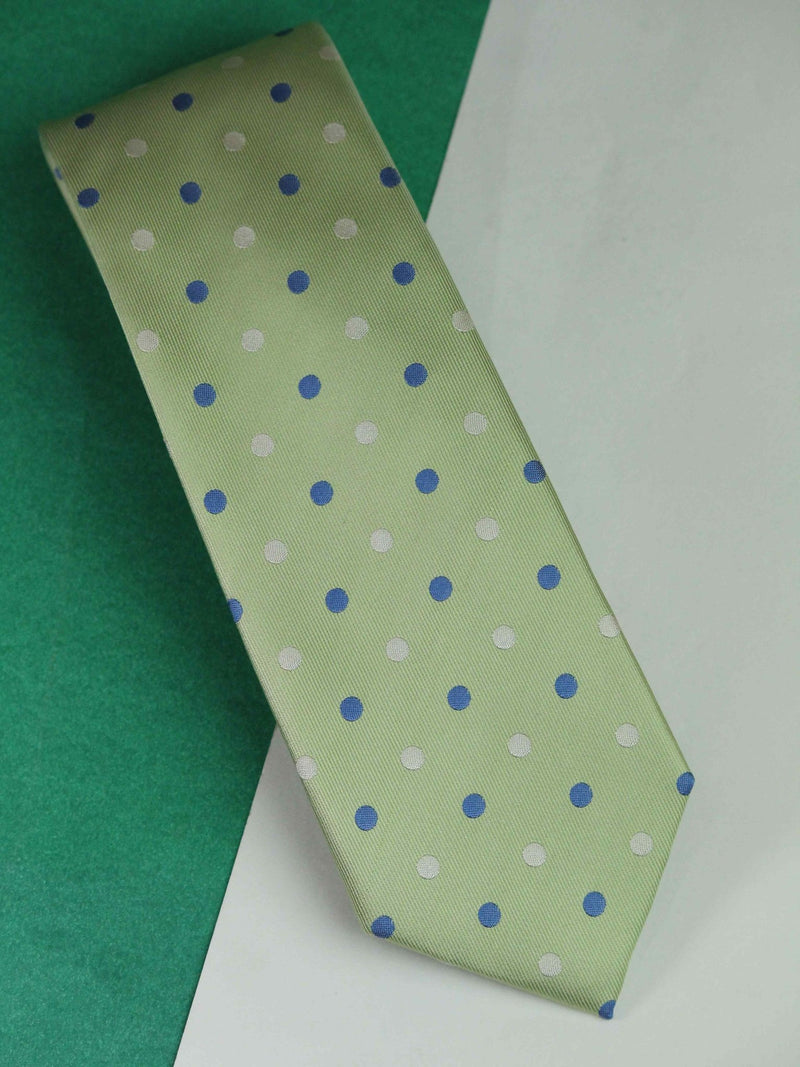 Green Polka Woven Silk Necktie - TOSSIDO