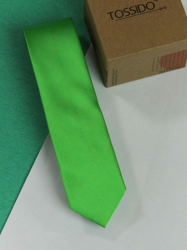 Green Skinny Solid Necktie - TOSSIDO