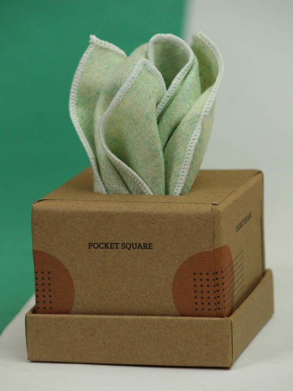 Green Solid Wool Pocket Square - TOSSIDO