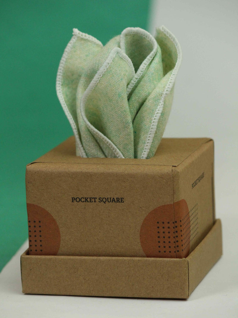 Green Solid Wool Pocket Square - TOSSIDO