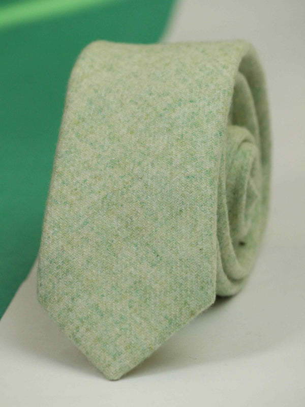 Green Solid Wool Skinny Necktie - TOSSIDO