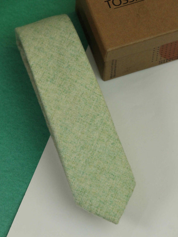 Green Solid Wool Skinny Necktie - TOSSIDO