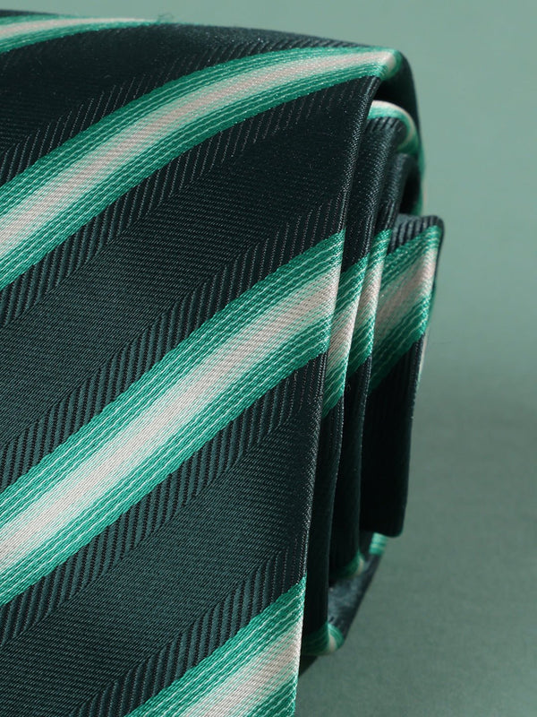 Green Stripe Woven Necktie - TOSSIDO