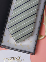 Green Stripes Teflon Silk Necktie - TOSSIDO