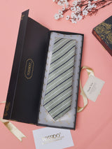 Green Stripes Teflon Silk Necktie - TOSSIDO