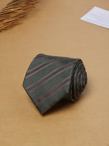 Green Stripes Teflon Silk Necktie - TOSSIDO