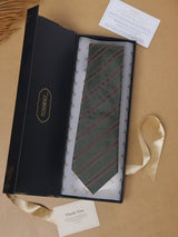 Green Stripes Teflon Silk Necktie - TOSSIDO