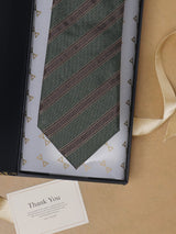 Green Stripes Teflon Silk Necktie - TOSSIDO