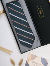 Green Stripes Woven Silk Necktie - TOSSIDO