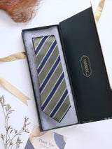Green Stripes Woven Silk Necktie - TOSSIDO