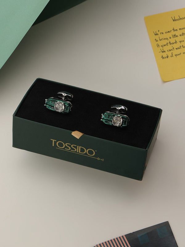 Green Vintage Car Cufflinks - TOSSIDO