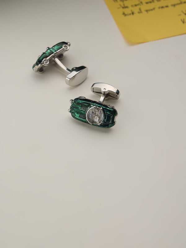 Green Vintage Car Cufflinks - TOSSIDO