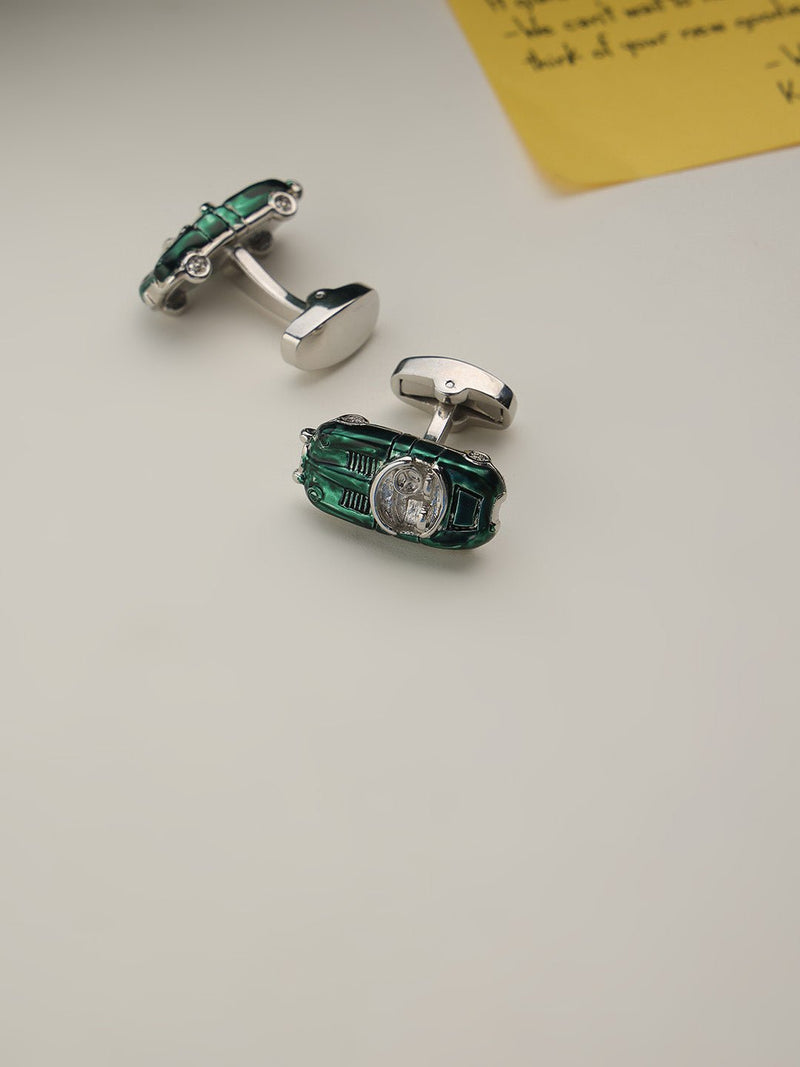 Green Vintage Car Cufflinks - TOSSIDO