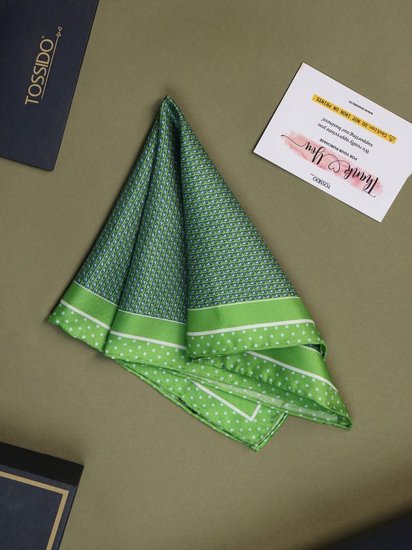 Green Whales Silk Pocket Square - TOSSIDO