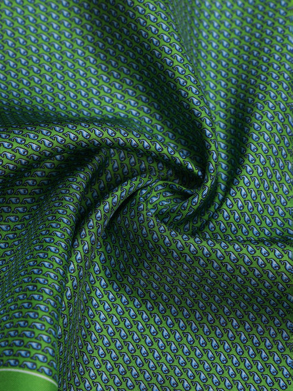 Green Whales Silk Pocket Square - TOSSIDO