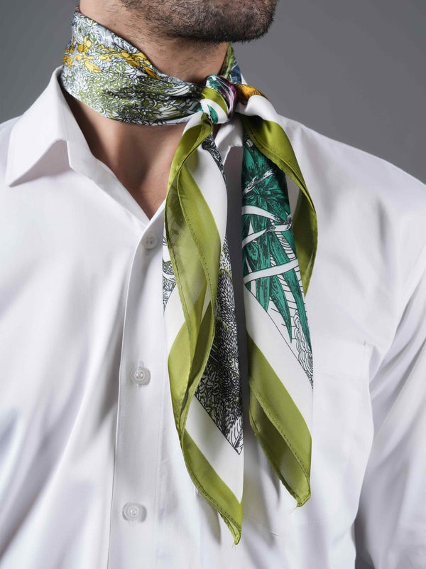 Green & White Floral Neckerchief - TOSSIDO