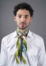 Green & White Floral Neckerchief - TOSSIDO