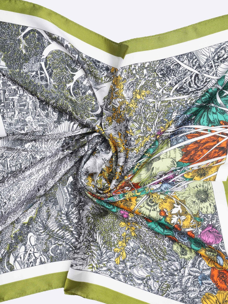 Green & White Floral Neckerchief - TOSSIDO
