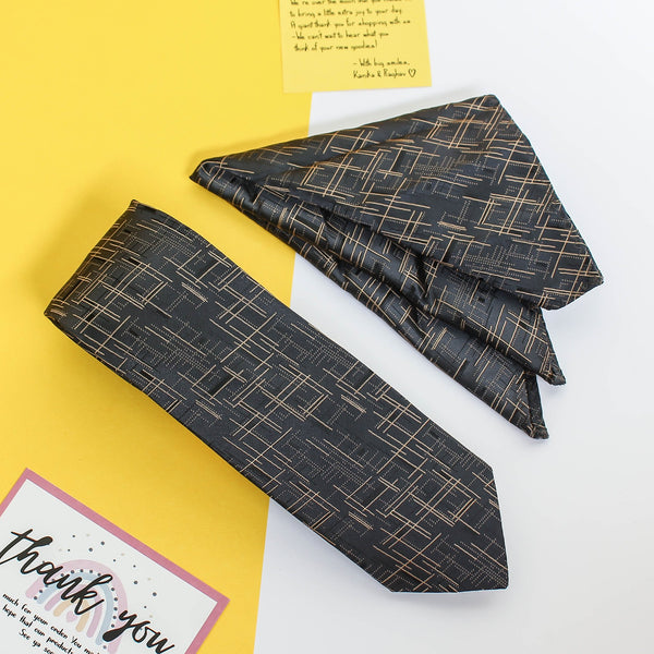 Grey Abstract Necktie & Pocket Square Giftset - TOSSIDO