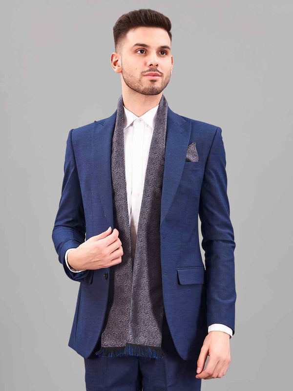 Grey Abstract Reversible Stole & Pocket Square Set - TOSSIDO