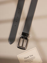 Grey & Black Reversible Leather Belt
