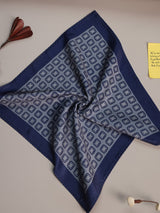 Grey & Blue Geometric Pocket Square - TOSSIDO