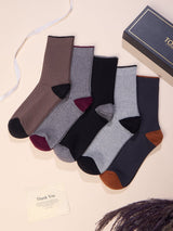 Grey & Brown Ribbed Socks – Pack of 5 - TOSSIDO