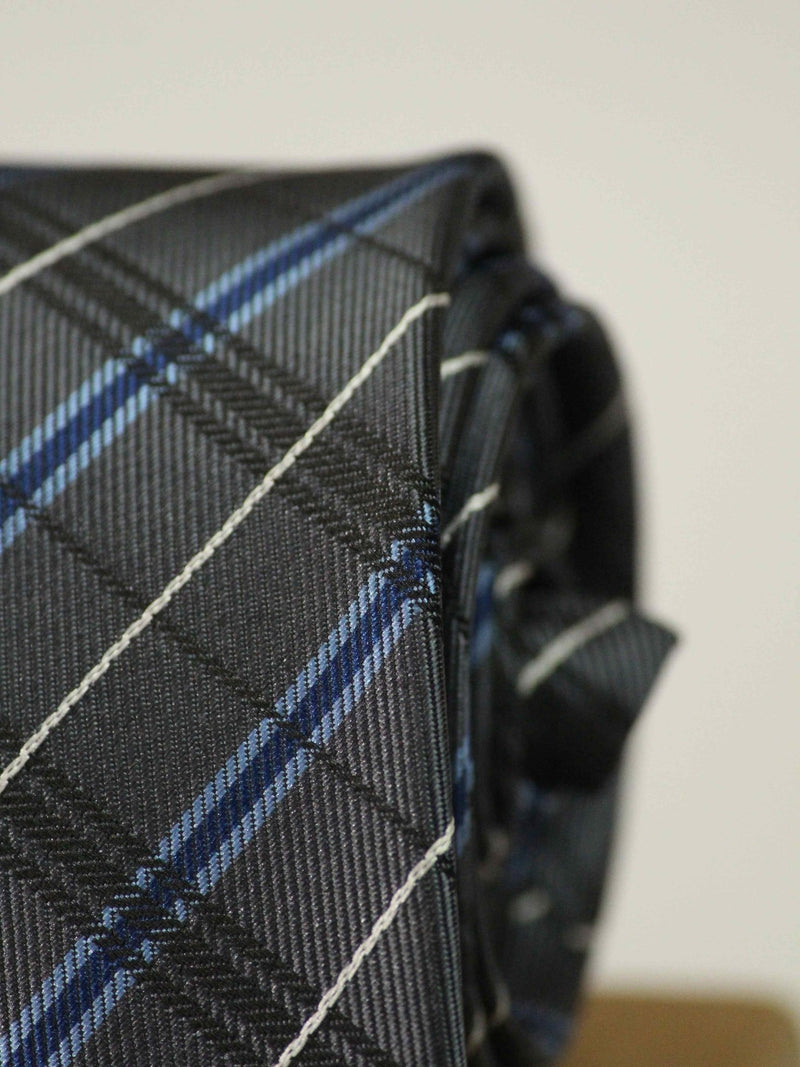 Grey Check Woven Necktie - TOSSIDO