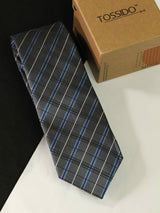 Grey Check Woven Necktie - TOSSIDO