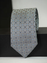 Grey Check Woven Silk Necktie - TOSSIDO