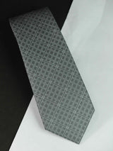 Grey Check Woven Silk Necktie - TOSSIDO