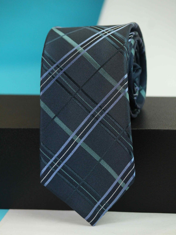 Grey Check Woven Silk Necktie - TOSSIDO