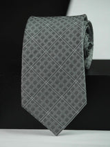 Grey Check Woven Silk Necktie - TOSSIDO
