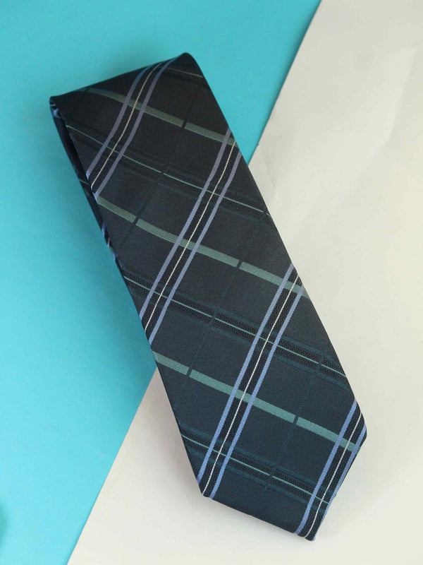 Grey Check Woven Silk Necktie - TOSSIDO