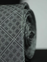 Grey Check Woven Silk Necktie - TOSSIDO
