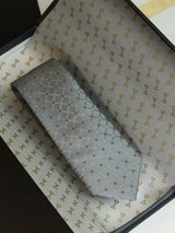 Grey Check Woven Silk Necktie - TOSSIDO