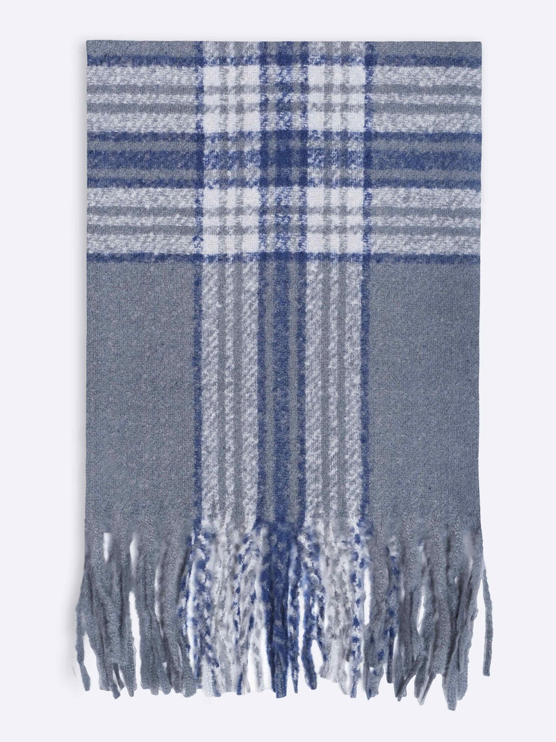 Grey Checkered Poly - Wool Muffler - TOSSIDO