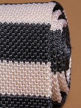 Grey & Cream Stripe Silk Knitted Necktie
