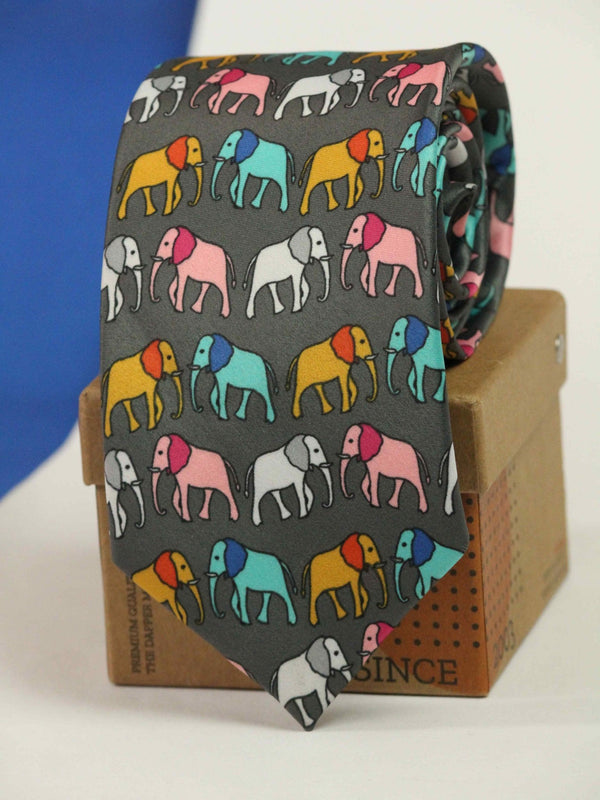 Grey Elephant Necktie - TOSSIDO