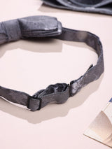 Grey Floral Bow Tie & Pocket Square Set