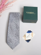 Grey Floral Necktie - TOSSIDO