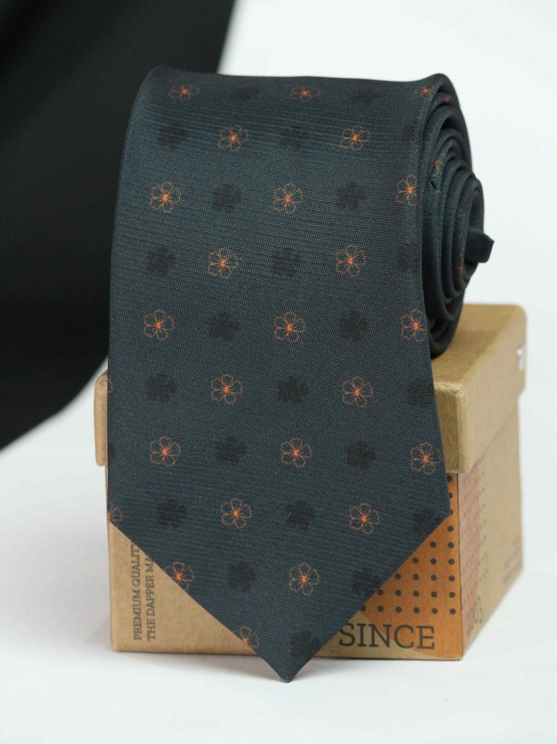 Grey Floral Necktie - TOSSIDO