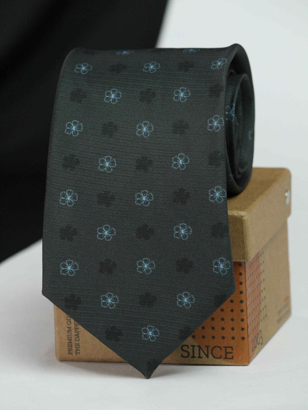 Grey Floral Necktie - TOSSIDO