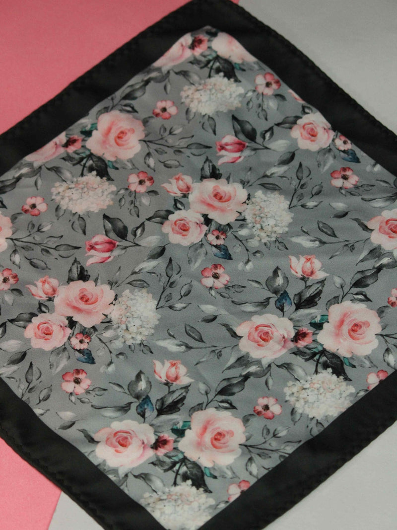 Grey Floral Pocket Square - TOSSIDO