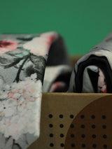 Grey Floral Printed Necktie and Pocket Square Set - TOSSIDO