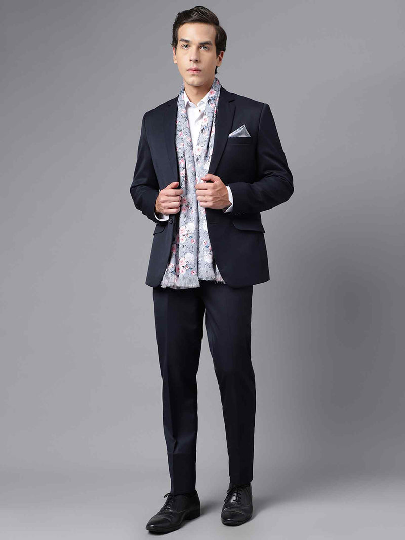 Grey Floral Stole & Pocket Square Set - TOSSIDO