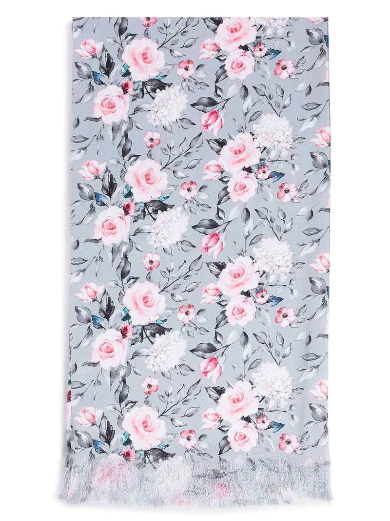 Grey Floral Stole & Pocket Square Set - TOSSIDO