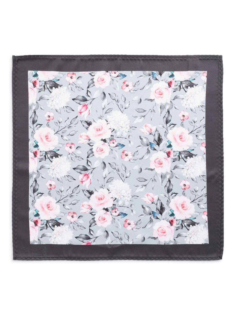 Grey Floral Stole & Pocket Square Set - TOSSIDO
