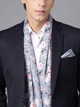 Grey Floral Stole & Pocket Square Set - TOSSIDO